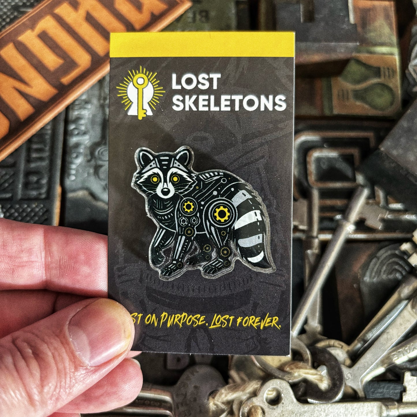 Lost Robot Raccoon Pin