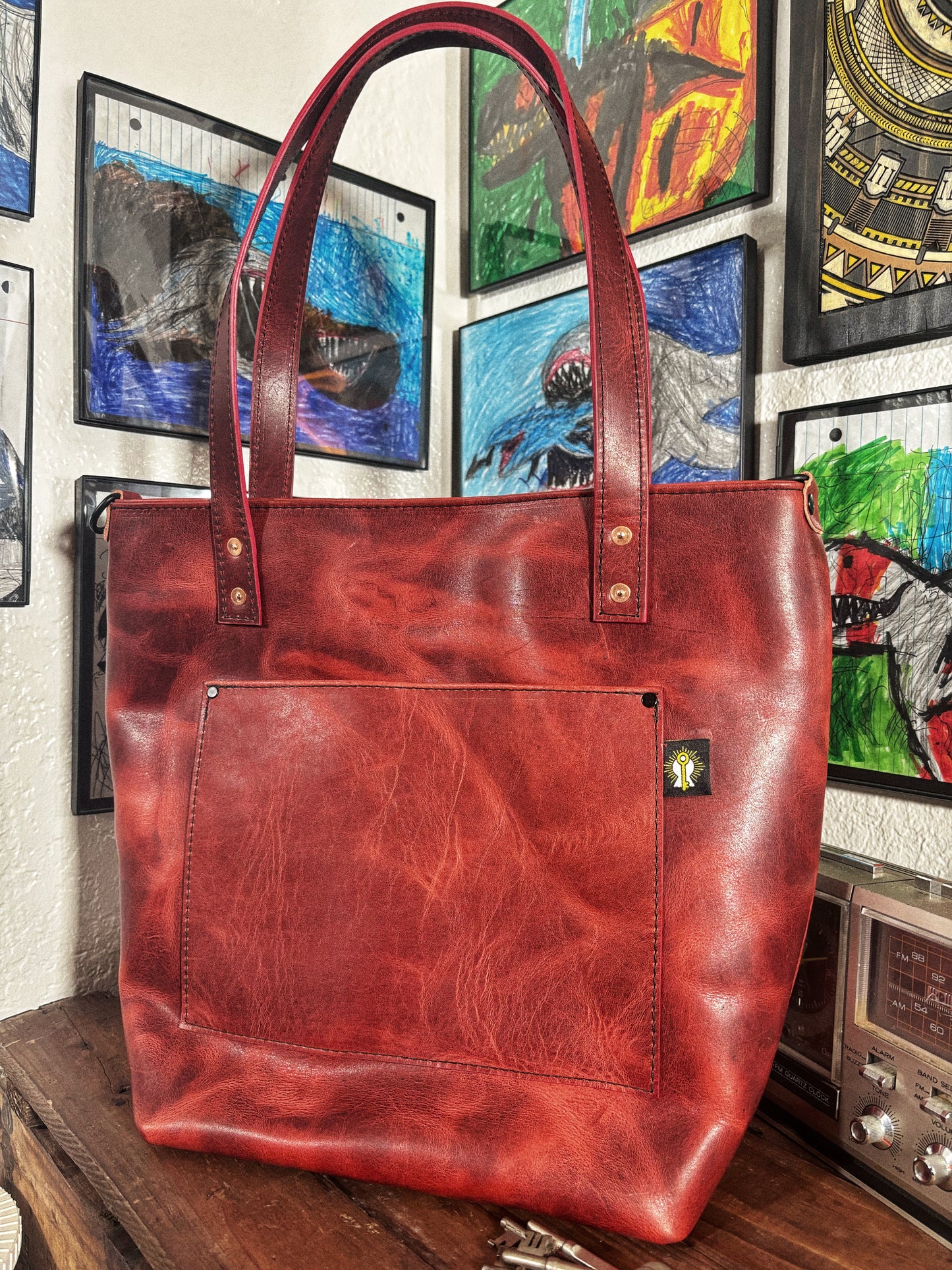 Bloodlust 1/1 Red Handmade Full Grain Leather Tote Bag