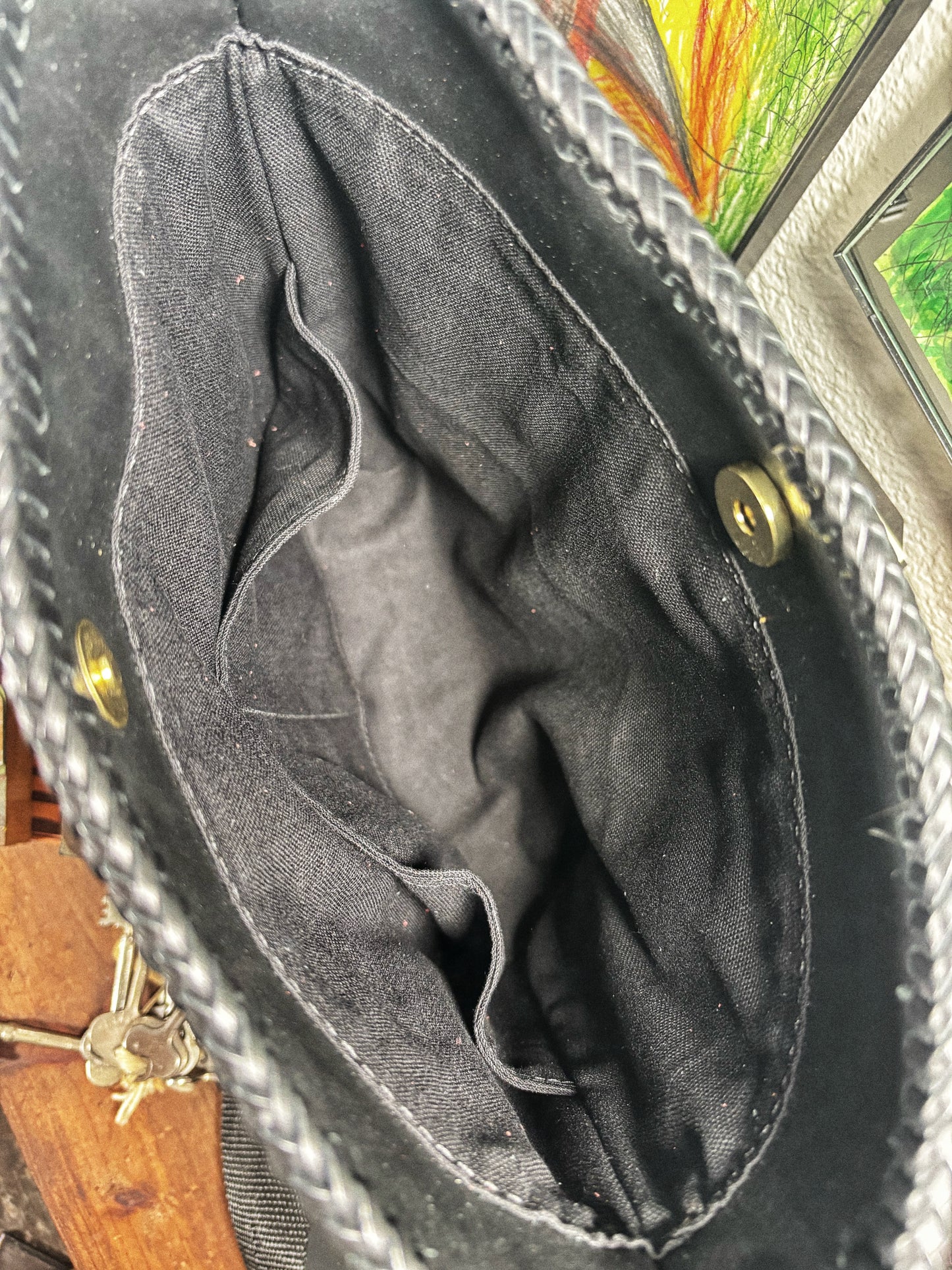 Handmade Black LOST Skeleton Rider Leather Crossbody Bag