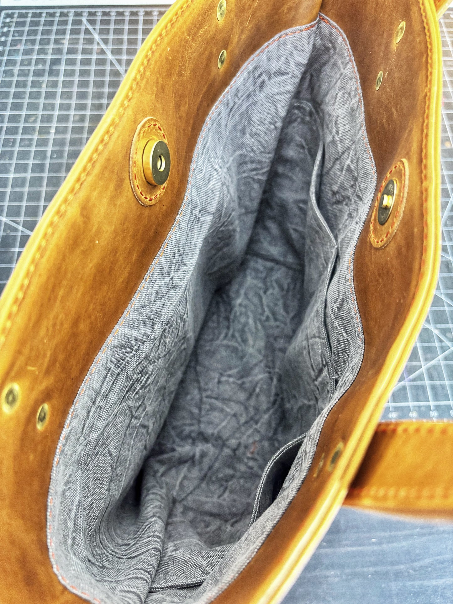 Shark Inlayed Brown Full Grain Leather Tote Bag