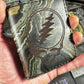 Handmade 6 Pocket Dark Green Stealie Engraved Marbled Leather Bifold Minimalist Wallet