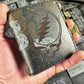 Handmade 6 Pocket Dark Green Stealie Engraved Marbled Leather Bifold Minimalist Wallet