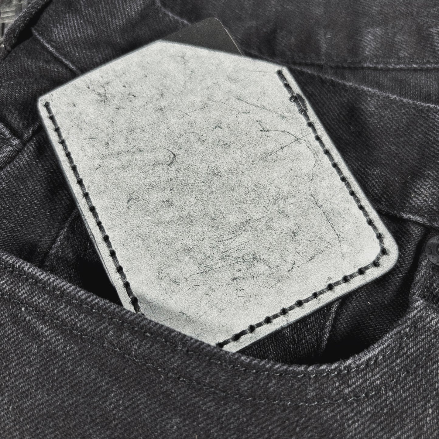 Ghost Reaper Engraved Hand Made Leather Minimalist Wallet