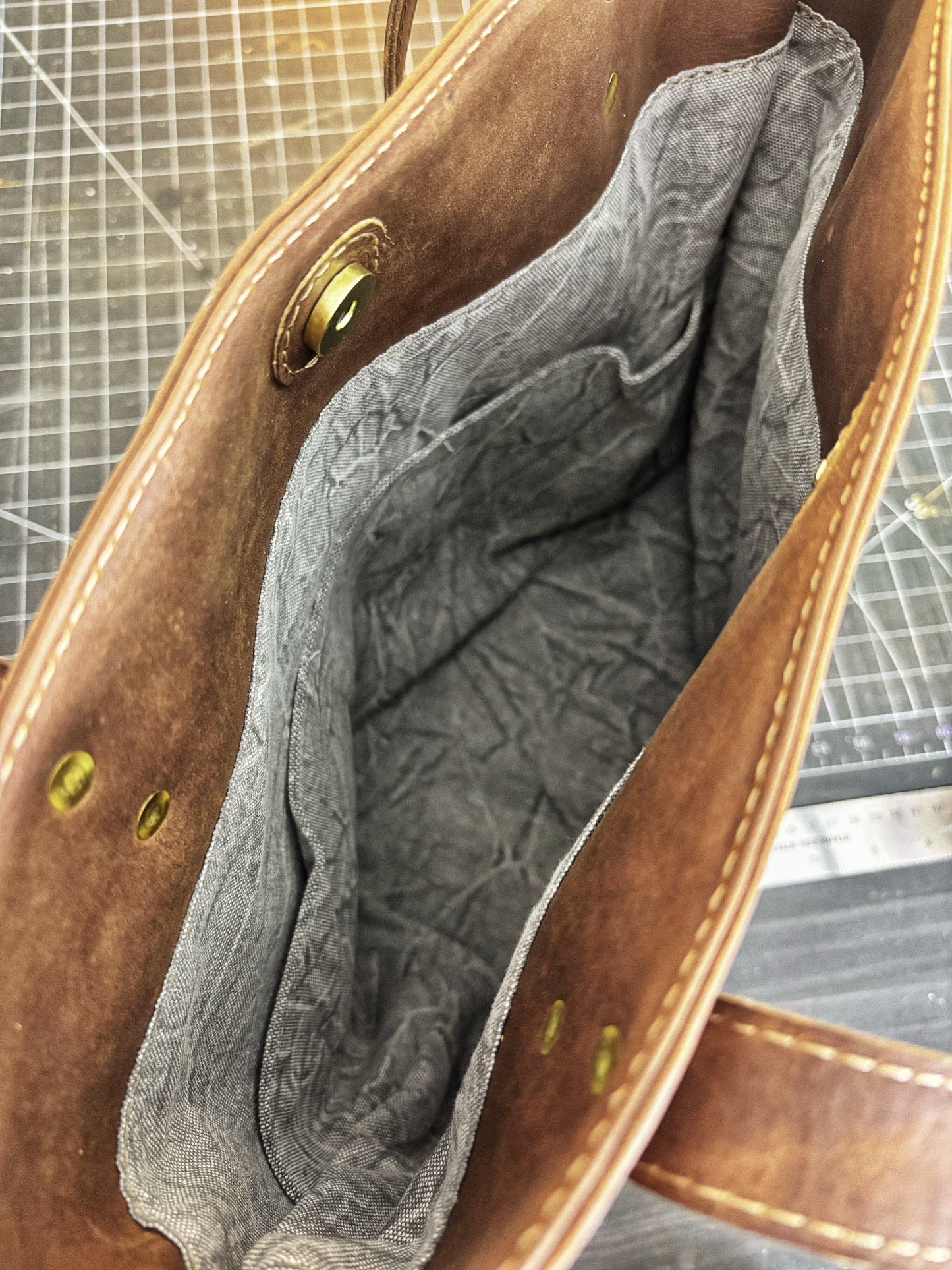 C Bone Branded Brown Full Grain Leather Tote Bag