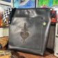 Handmade Black Dripping Heart Dagger Engraved Leather Crossbody Bag