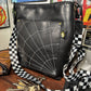 Handmade Black Spider Web Leather Crossbody Bag
