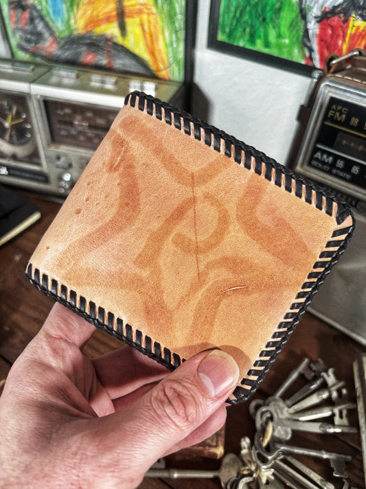 One of a kind Star P Branded Leather Laced Stealie Bifold Wallet