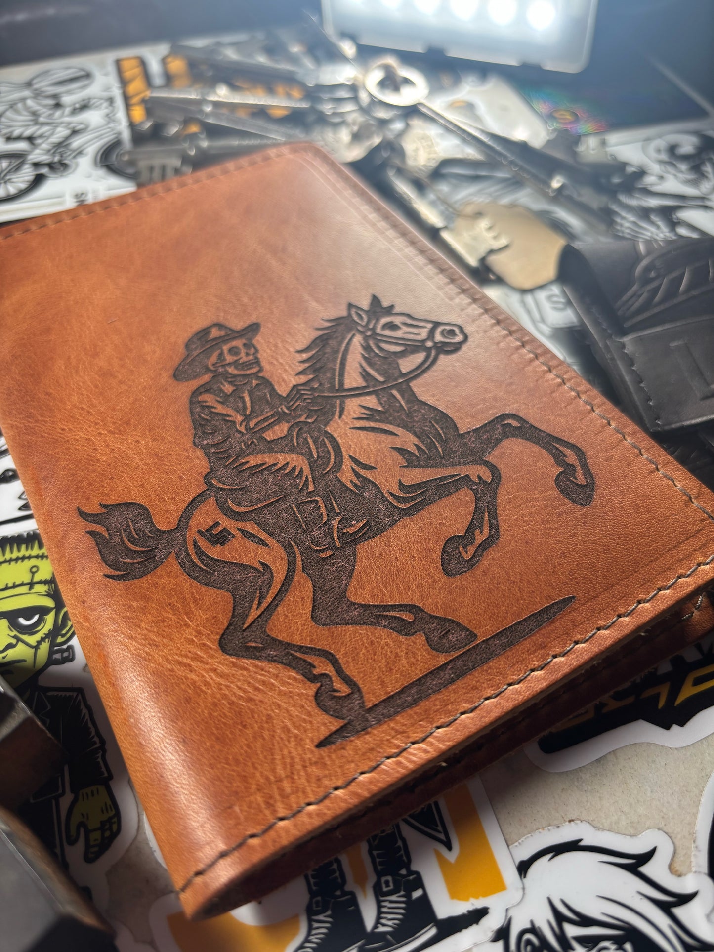 Leather Lost Skeleton Rider Memo Book