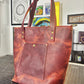 Abducted Handmade Red Full Grain Leather Tote Bag
