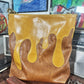 Handmade Brown Honey Mustard Drips Leather Crossbody Bag