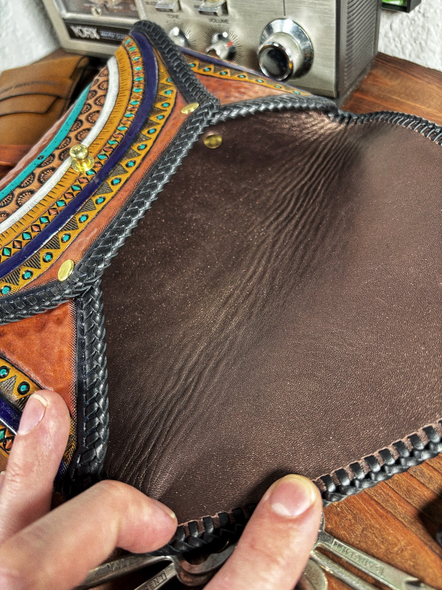 LOST Circles Handmade Leather Envelope Clutch