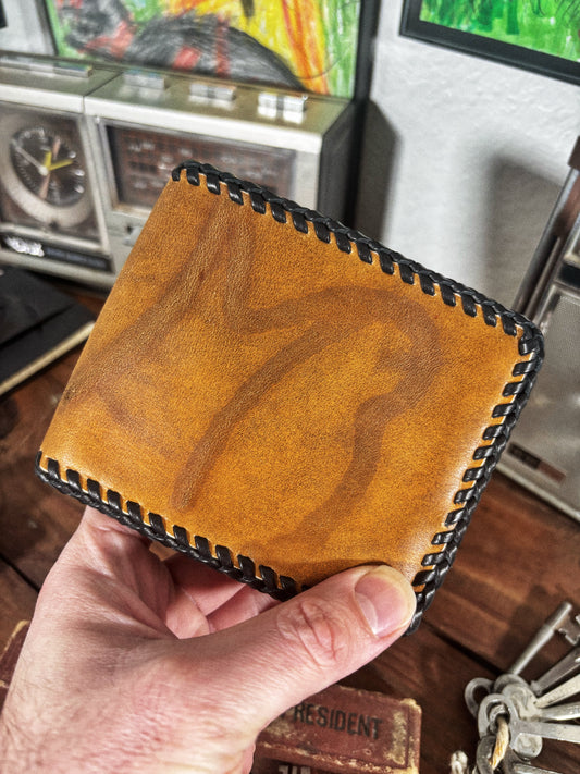 One of a kind MB Branded Leather Laced Stealie Bifold Wallet