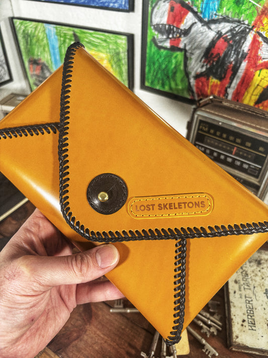 LOST Yellow Patent Handmade Leather Envelope Clutch