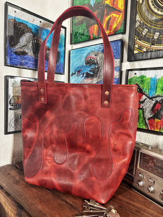 Bloodlust 1/1 Red Handmade Full Grain Leather Tote Bag