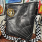 Handmade Black Spider Web Leather Crossbody Bag
