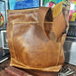 Handmade Brown Honey Mustard Drips Leather Crossbody Bag