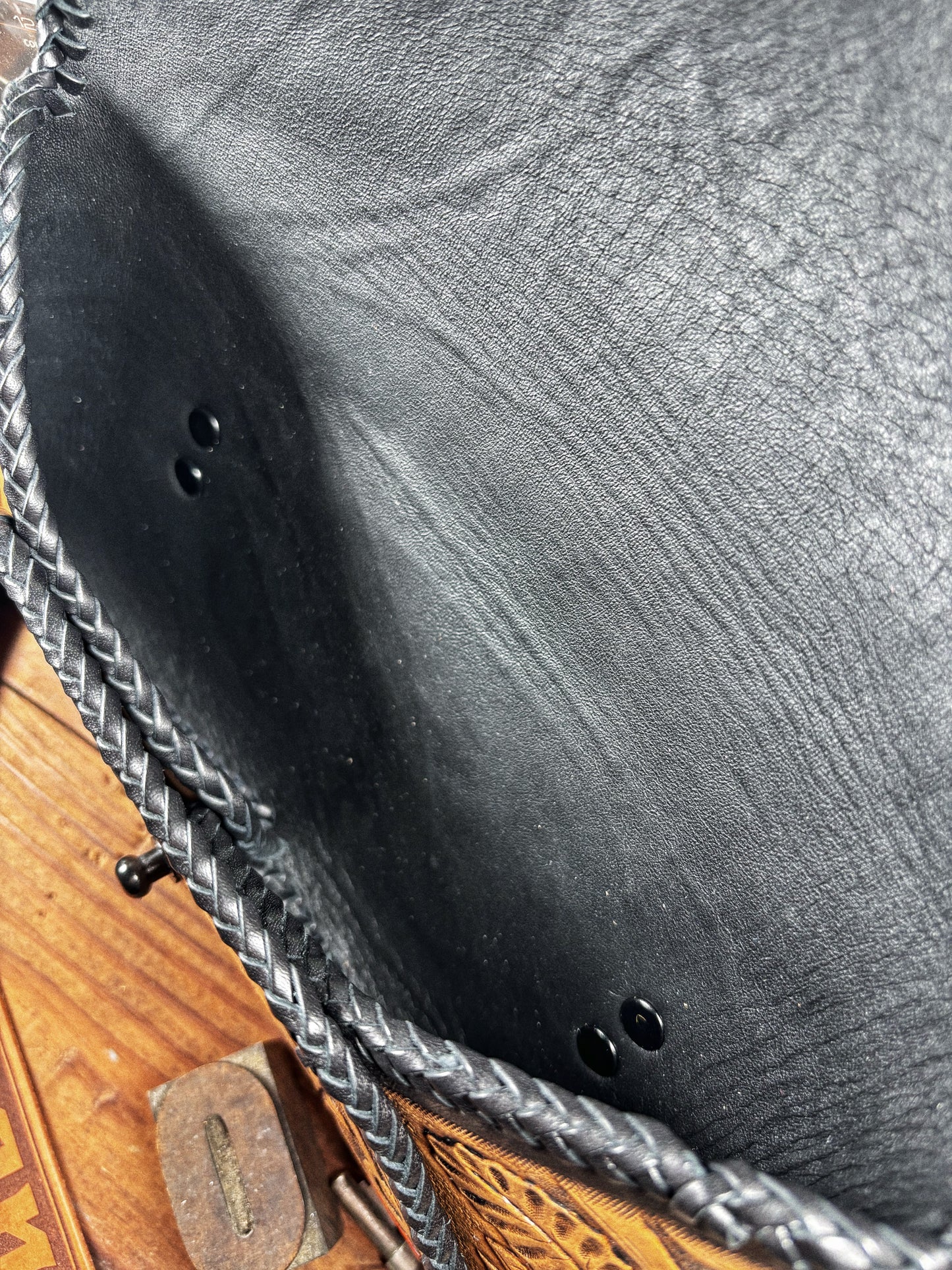 LOST Buffalo Skull Hand Tooled Leather Envelope Clutch