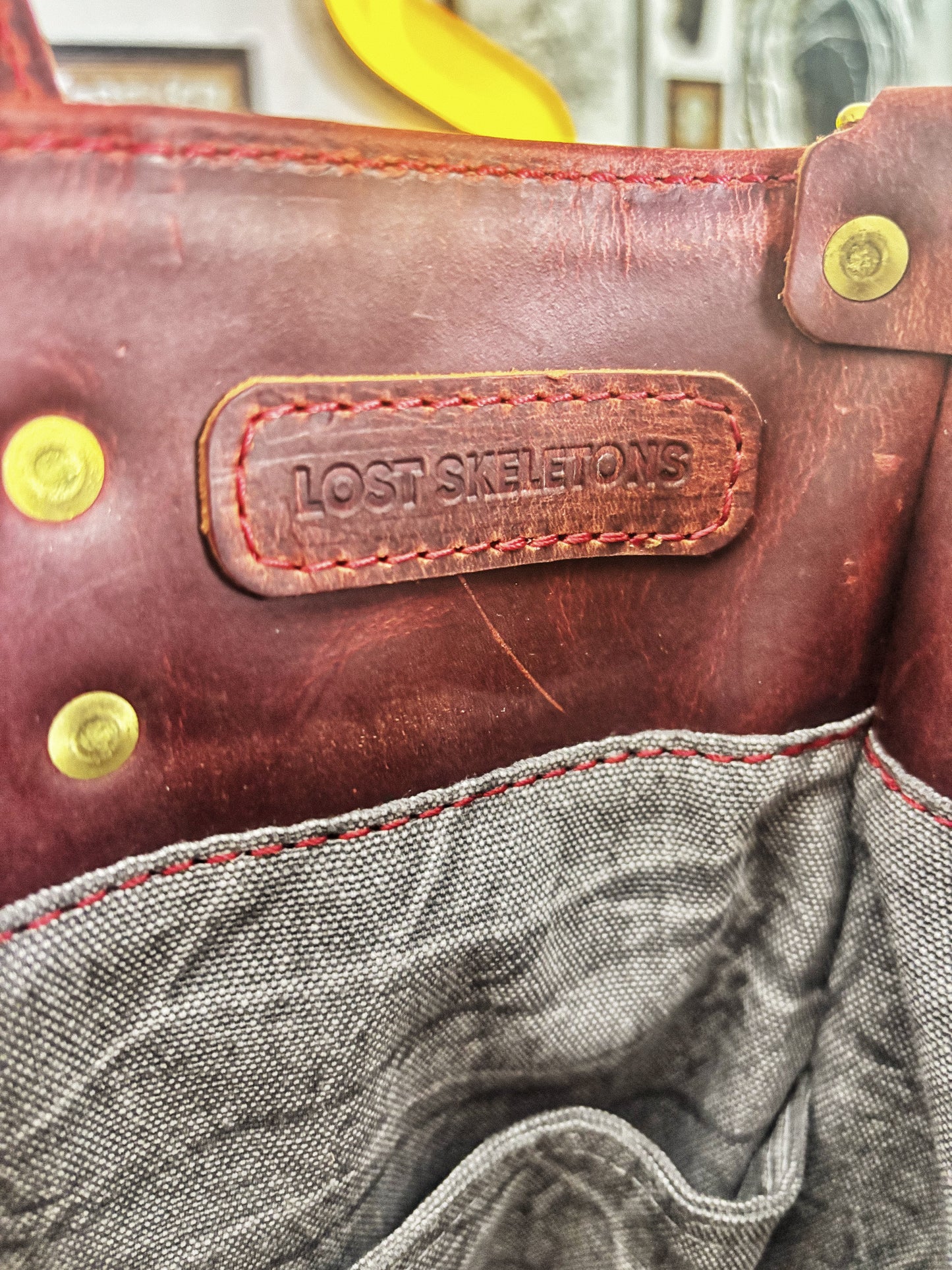 Abducted Handmade Red Full Grain Leather Tote Bag