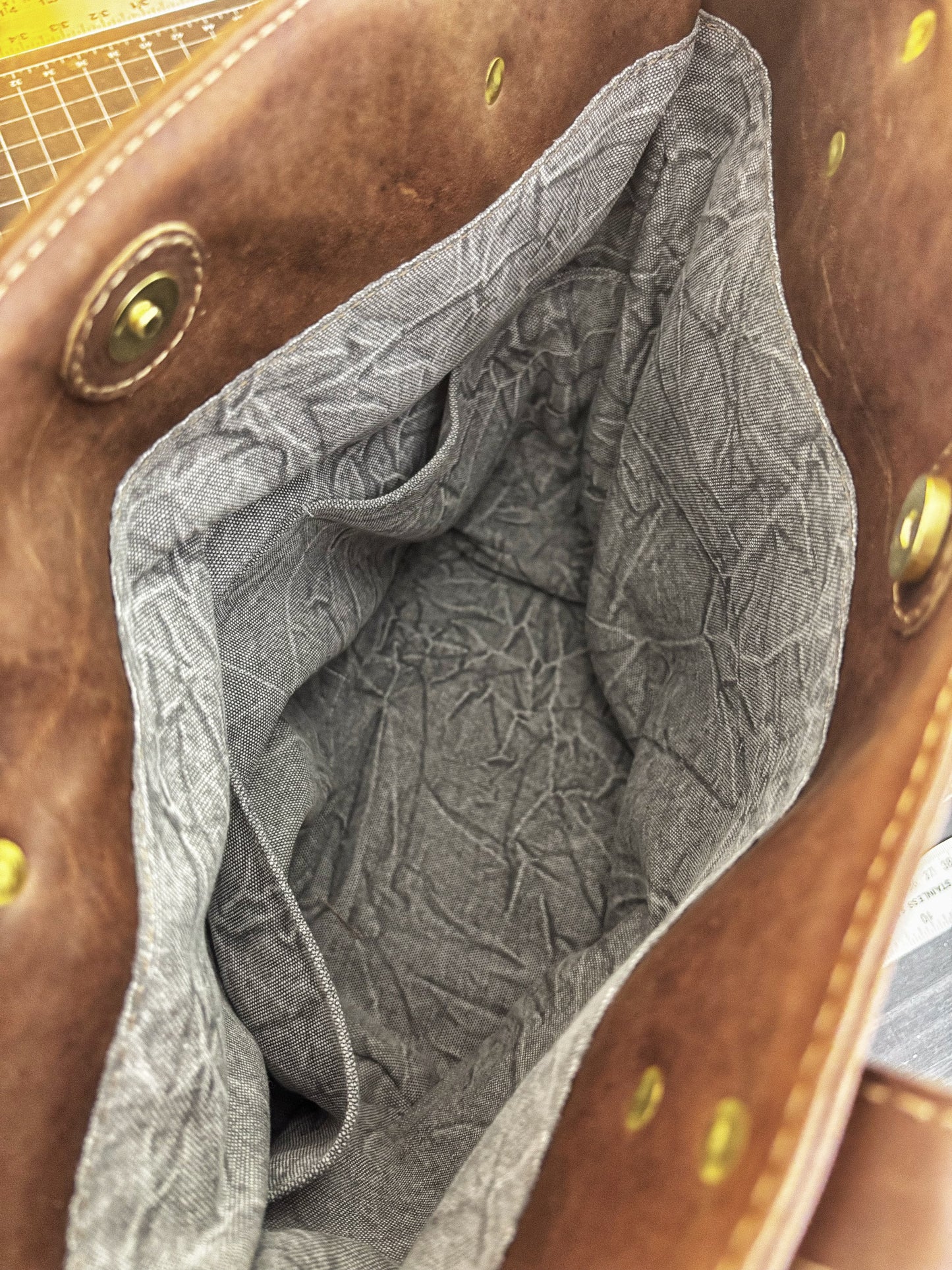 Nile Crocodile Inlayed Brown Full Grain Leather Tote Bag