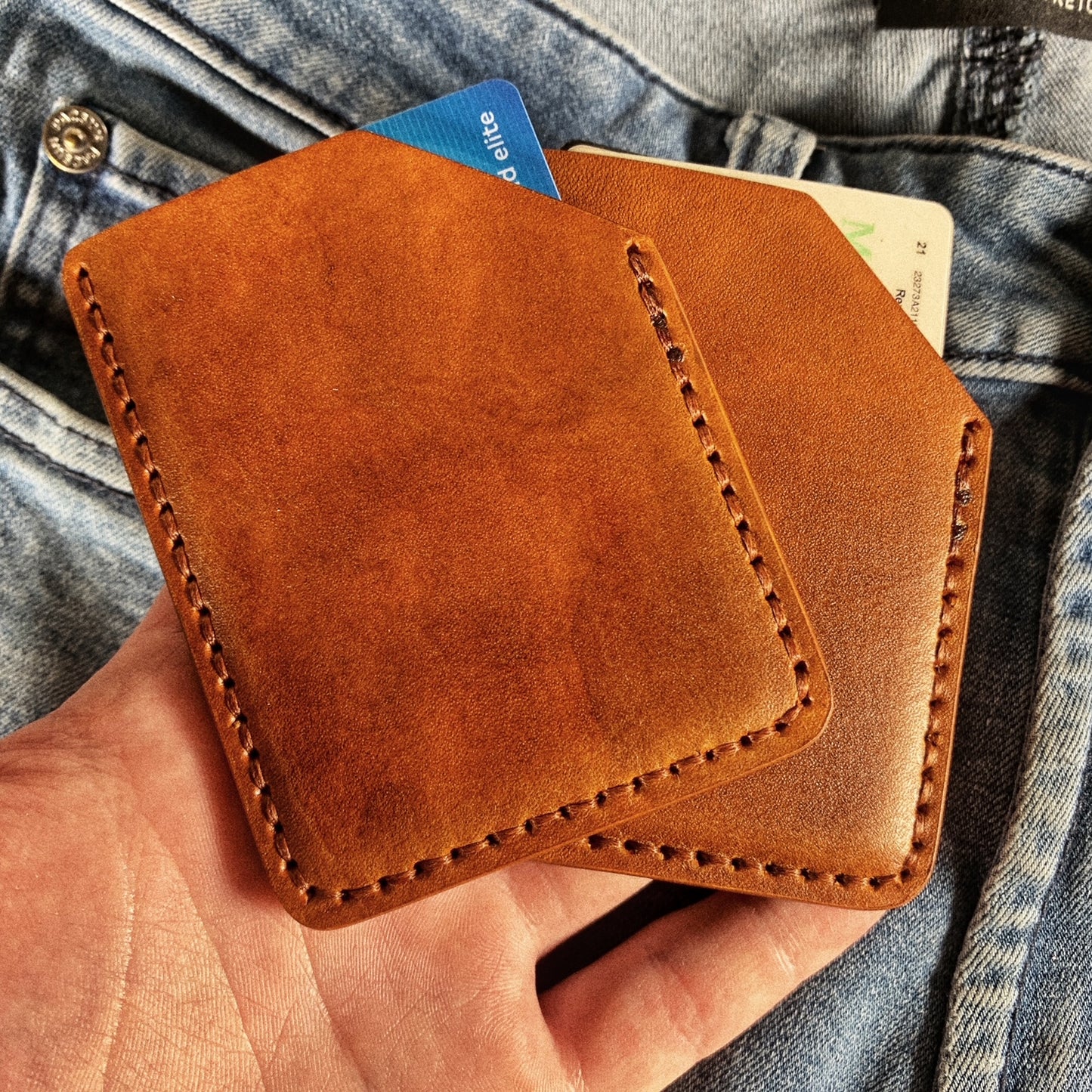 Grateful Dead Embossed Hand Made Honey Brown Leather Minimalist Wallet
