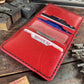 (Only 1) Handmade 6 Pocket Circle J Branded Red Leather Bifold Minimalist Wallet