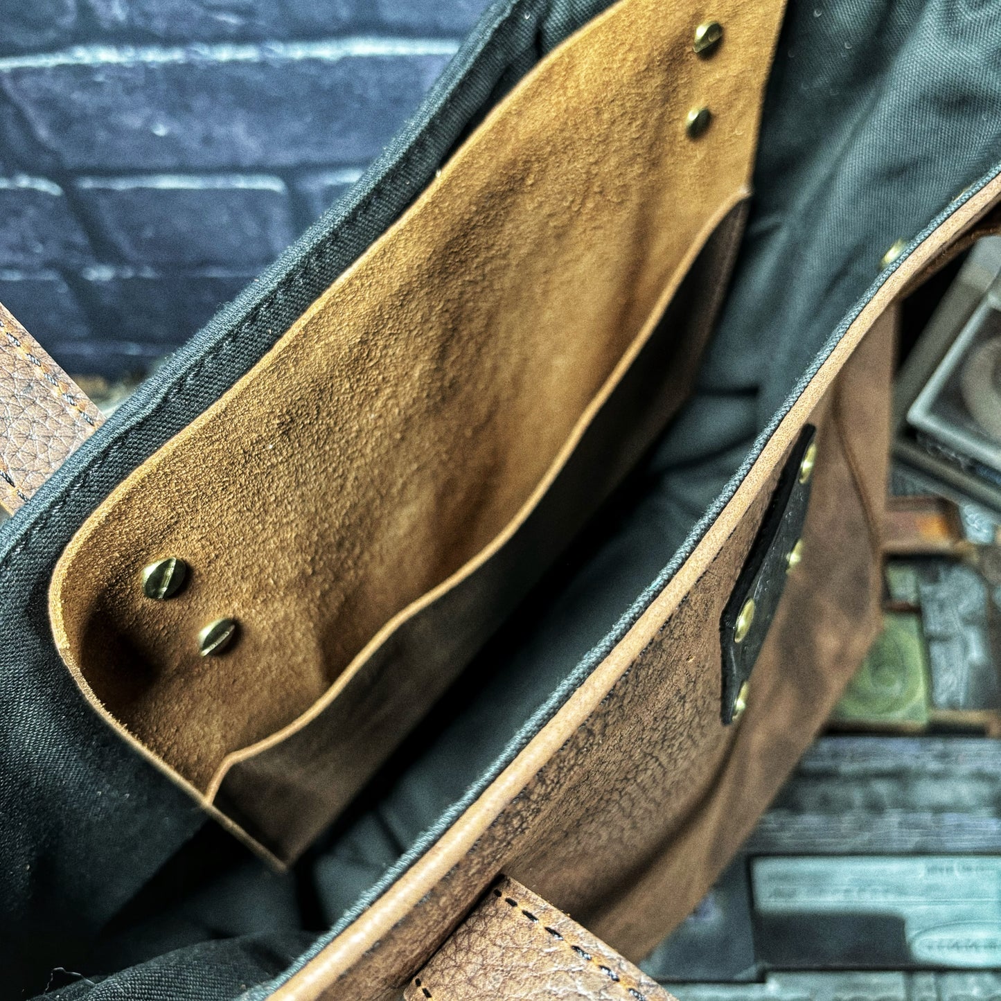 Five Finger Death Punch Repurposed T-shirt Handmade Full Grain Brown Leather Tote Bag