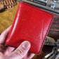 (Only 1) Handmade 6 Pocket Half Circle F Branded Red Leather Bifold Minimalist Wallet