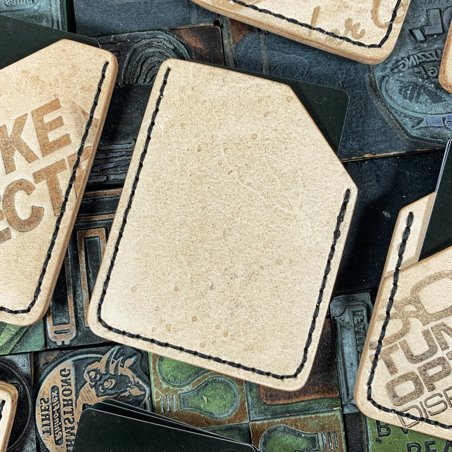 Mark Advertising Repurposed Printing Block Stamp Leather Minimalist Wallet