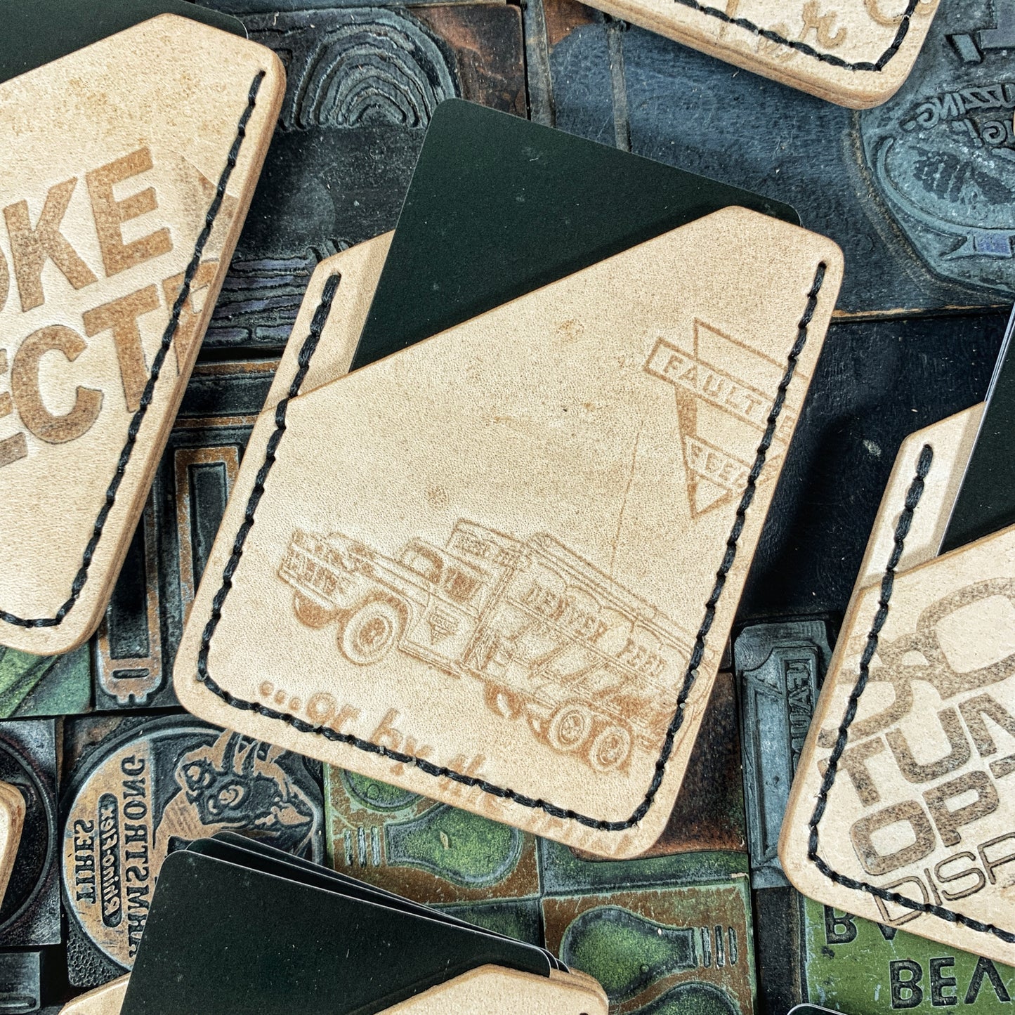 Denver Feed Co. Repurposed Printing Block Stamp Leather Minimalist Wallet