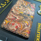 Handmade 6 Pocket Black/Yellow/Red Marbled Leather Bifold Minimalist Wallet