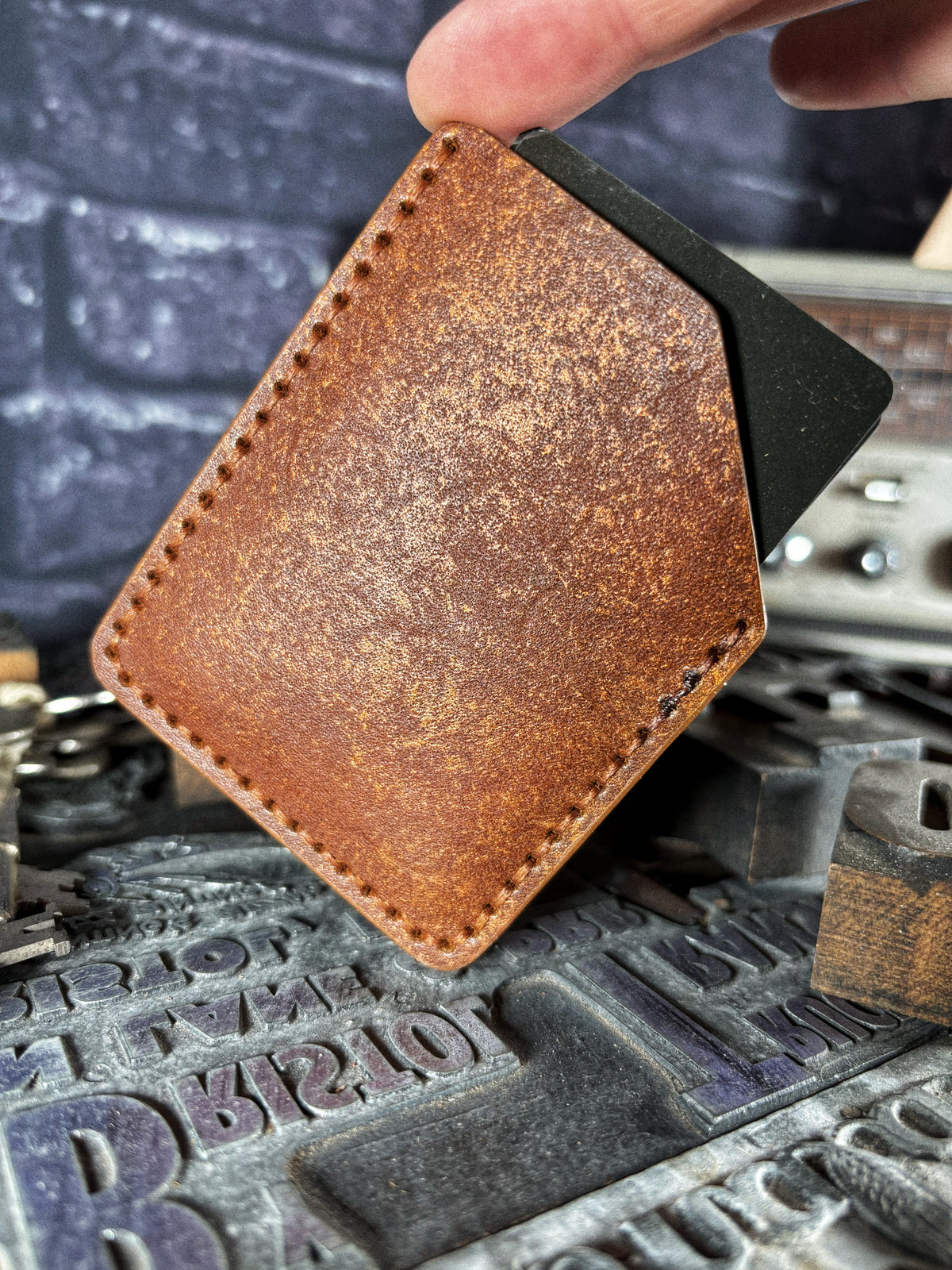 Rusted Wallet Metallic Rust Lost Reaper Embossed Hand Made Leather Minimalist Wallet ...