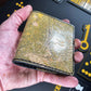 (Only 1) Handmade 6 Pocket Grateful Dead Marbled Green Leather Bifold Minimalist Wallet