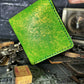 Metallic Green T Rex Dinosaur Embossed Hand Made Leather Minimalist Wallet