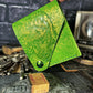 Metallic Green T Rex Dinosaur Embossed Hand Made Leather Minimalist Wallet