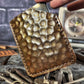 Hammered Brown & Gold Skull & Crossbones Embossed Hand Made Leather Minimalist Wallet