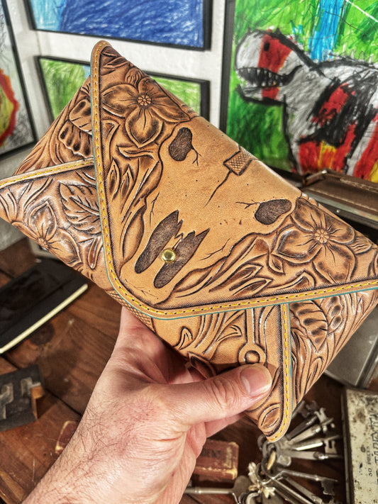 LOST Buffalo Natural Handmade Leather Envelope Clutch